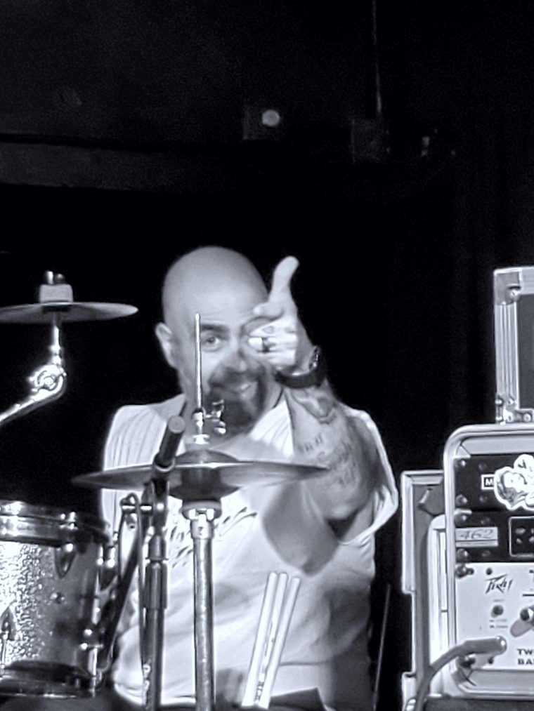 Josh Henry behind the kit